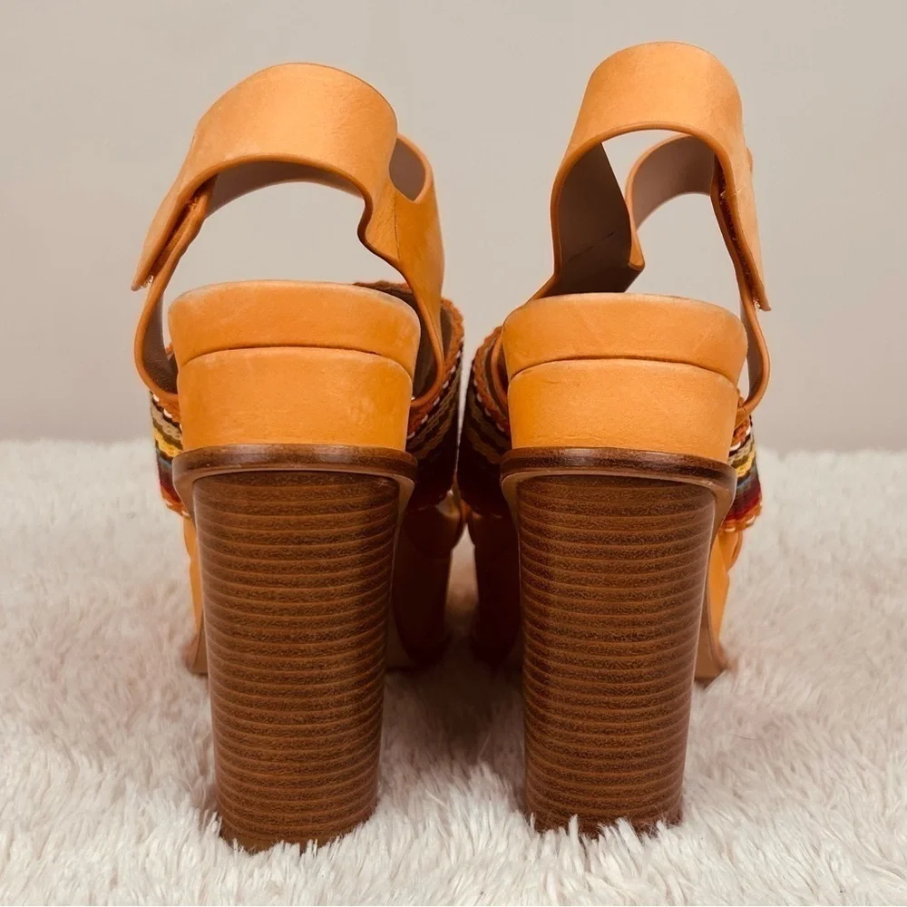 Donald J. Pliner orange straps wood heel platform sandals-6
